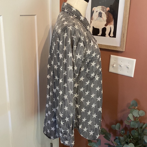 Rails women’s chambray stars gray wash & white button up M Lyocell collar shirt - Picture 7 of 13